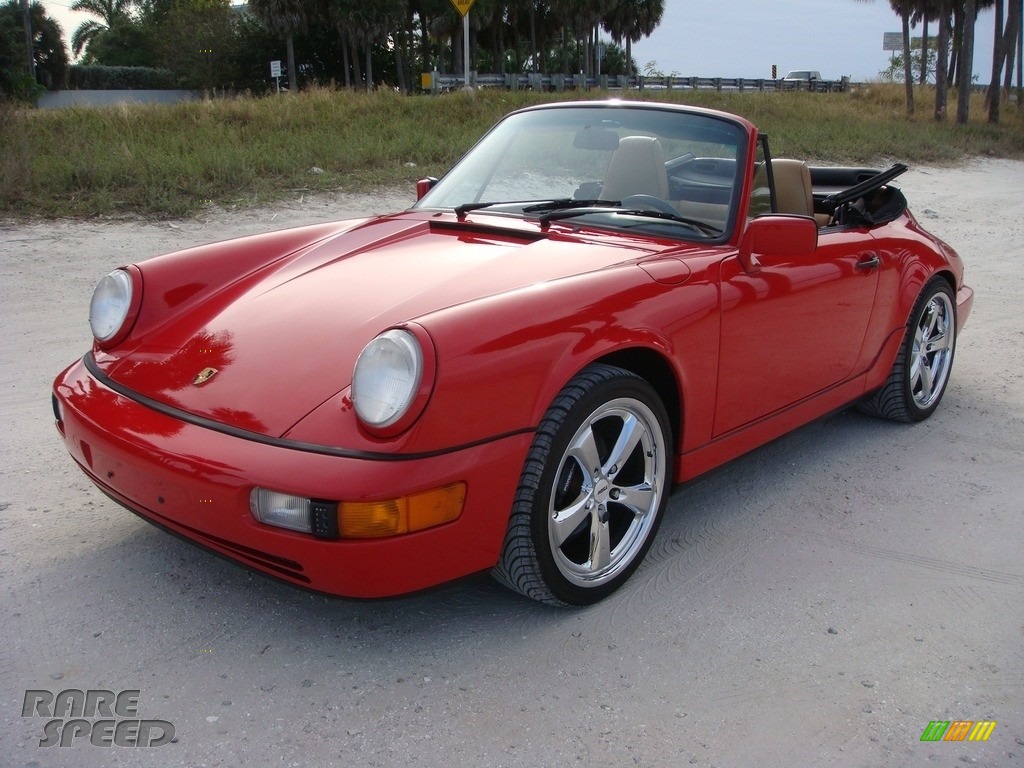 1990 911 Carrera 2 Cabriolet - Guards Red / Beige photo #3