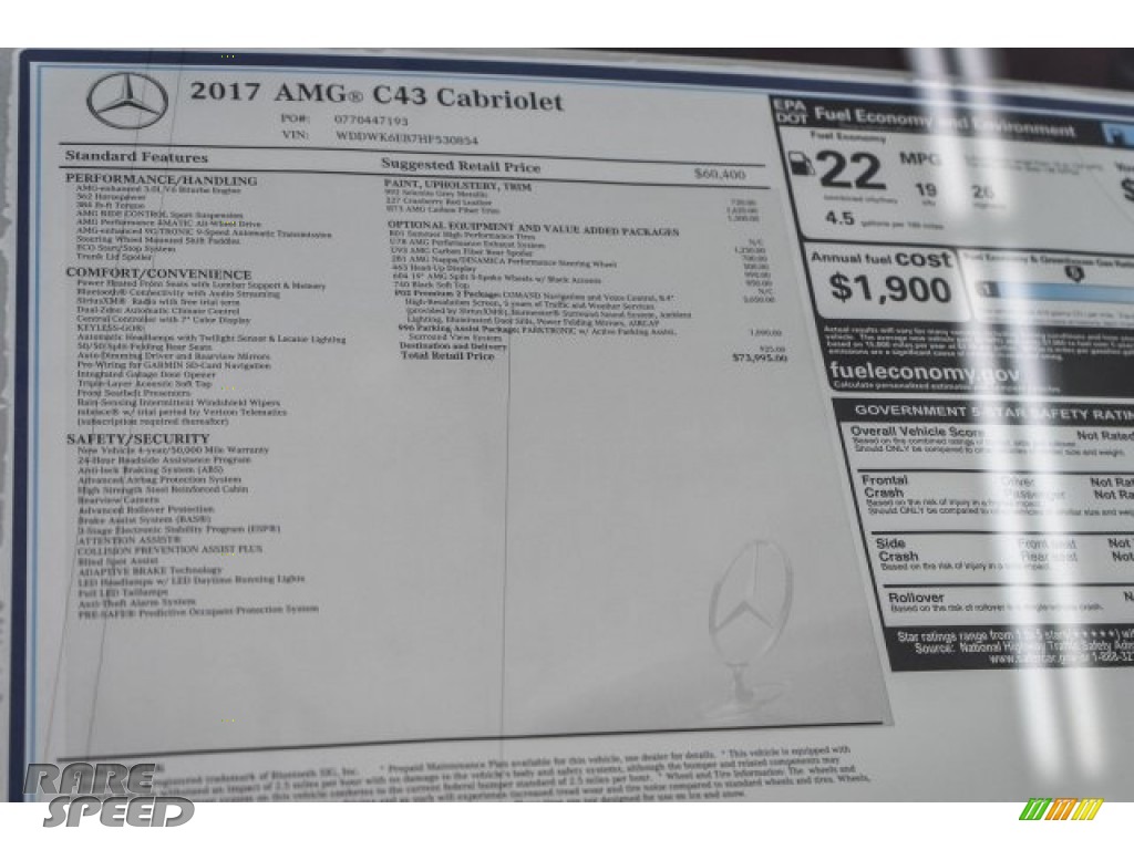 2017 C 43 AMG 4Matic Cabriolet - Selenite Grey Metallic / Cranberry Red/Black photo #11