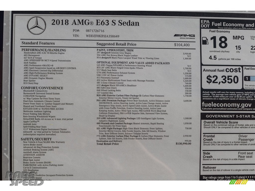 2018 E AMG 63 S 4Matic - designo Selenite Grey Magno (Matte) / Nut Brown/Black photo #10