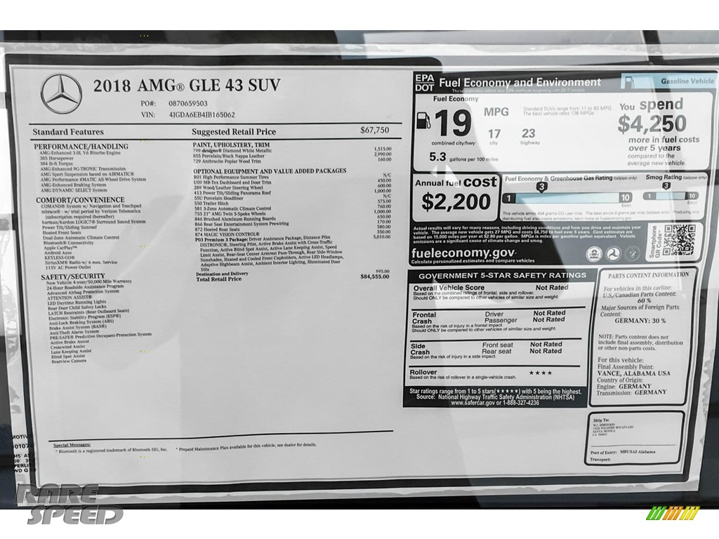 2018 GLE 43 AMG 4Matic - designo Diamond White Metallic / Porcelain/Black photo #10