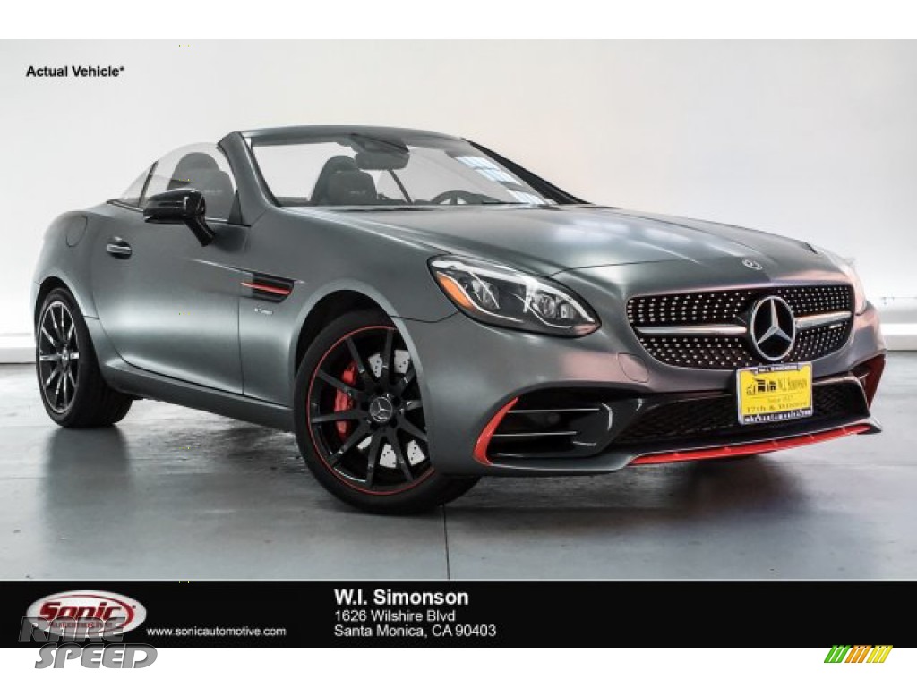 designo Shadow Grey Magno (Matte) / Black/Silver Pearl w/Red Piping Mercedes-Benz SLC 43 AMG Roadster