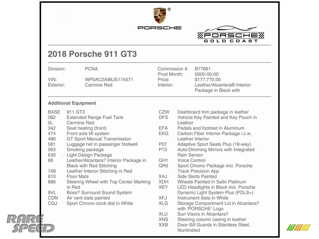 2018 911 GT3 - Carmine Red / Black photo #37