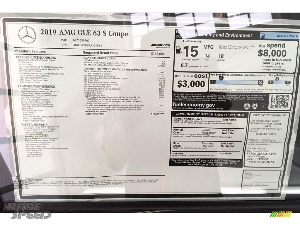 2019 GLE 63 S AMG 4Matic Coupe - Selenite Grey Metallic / Black photo #11