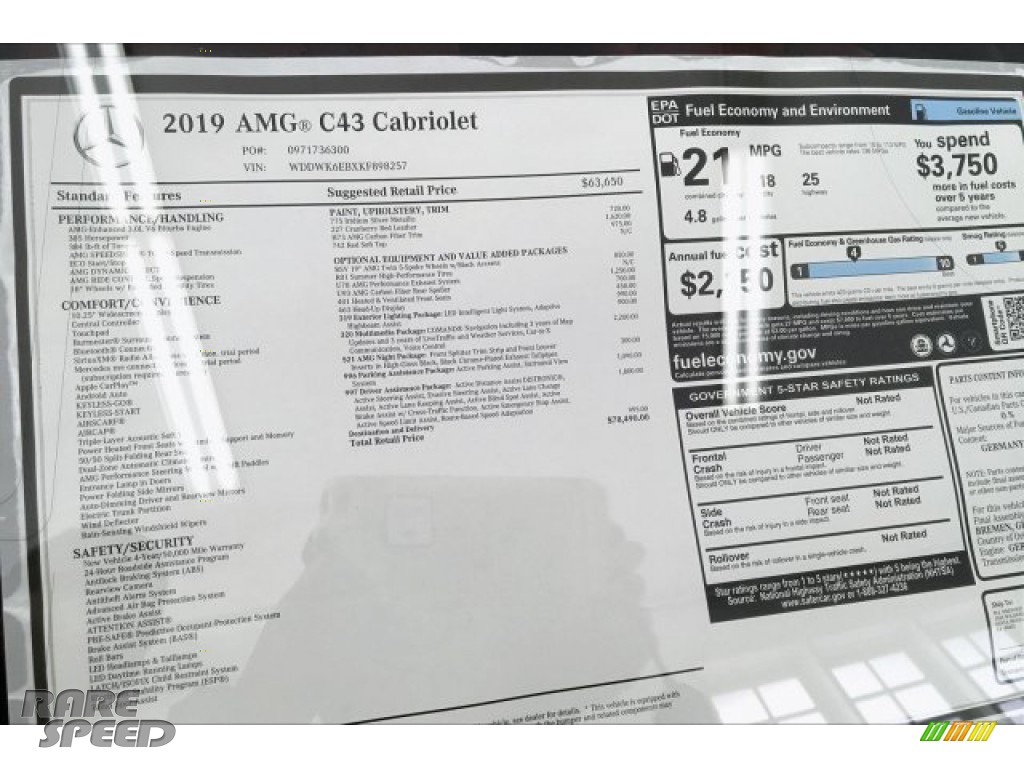 2019 C 43 AMG 4Matic Cabriolet - Iridium Silver Metallic / Cranberry Red/Black photo #10