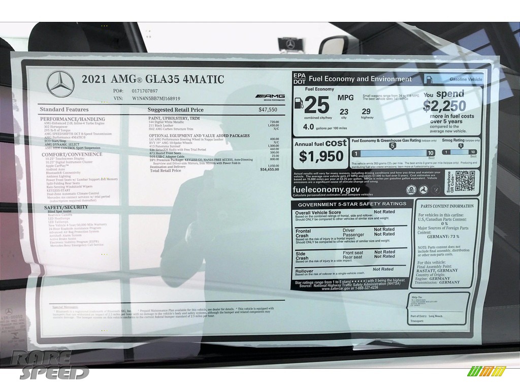 2021 GLA AMG 35 4Matic - Digital White Metallic / Black photo #10