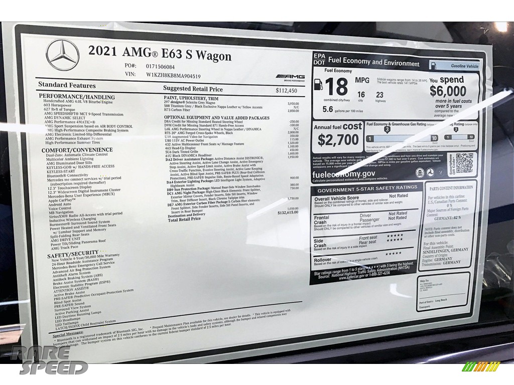 2021 E 63 AMG 4Matic Wagon - designo Selenite Grey Magno (Matte) / Titanium Grey/Black photo #10