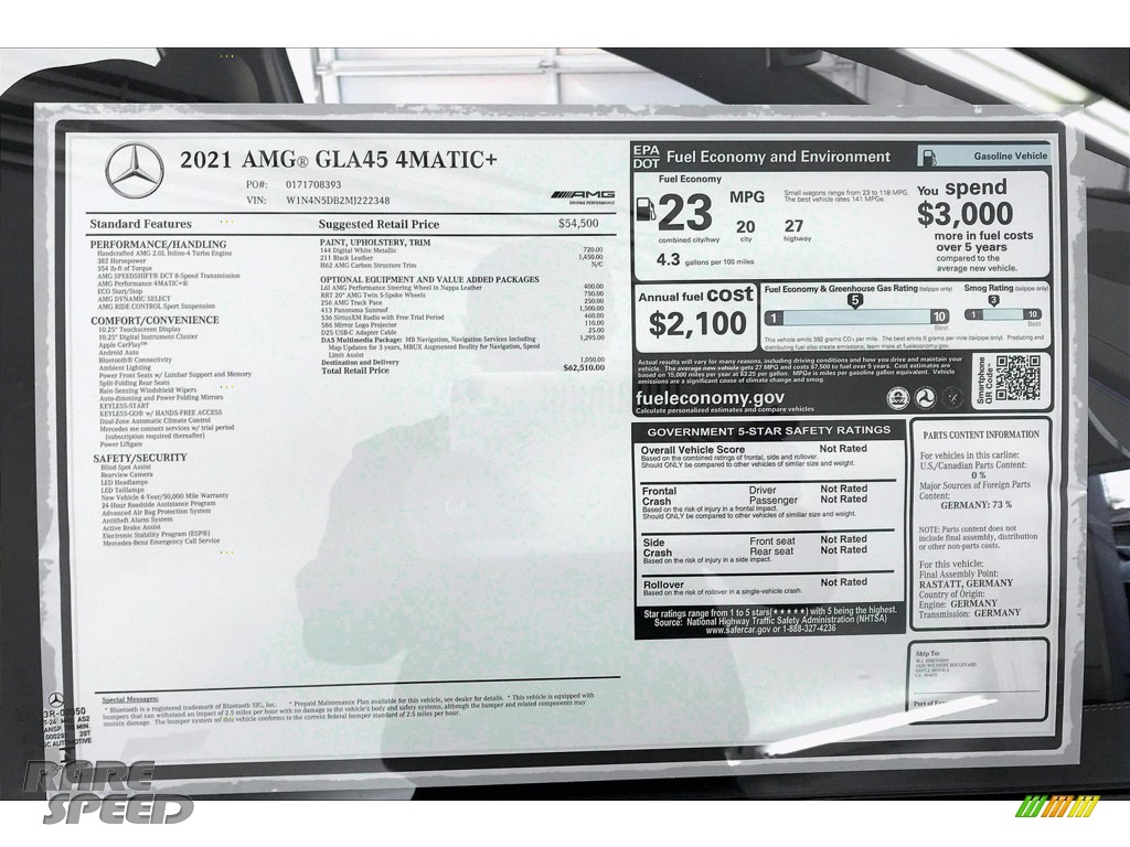 2021 GLA AMG 45 4Matic - Digital White Metallic / Black photo #11